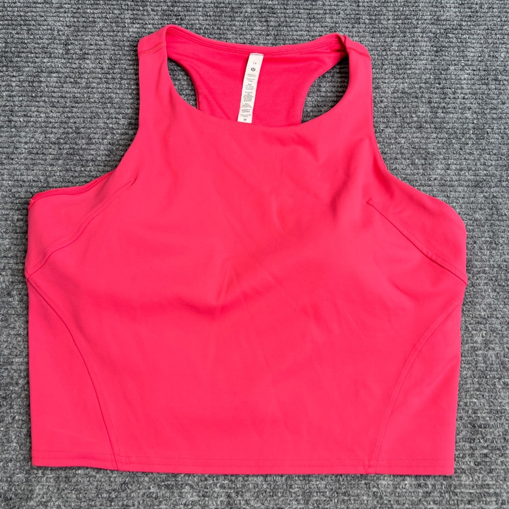 Lululemon Wunder Train Racerback Tank Top Removable Pads Pink Lip Gloss Women 14